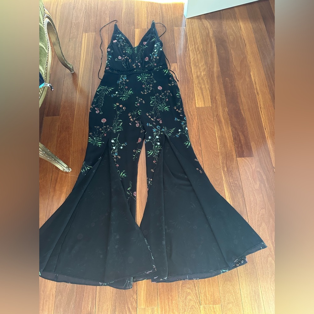 Nicholas Silk Floral Black Jumpsuit